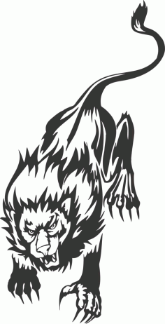 Angry Lion Silhouette Free PDF File