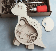 Laser Cut Wooden Dino Layered Art Kids Room Decor Free PDF File