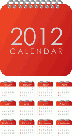 Simple Red 2012 Calendars Clip Art Free CDR Vectors Art
