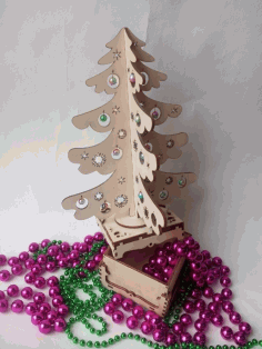 A Festive Box With A New Year Tree For Laser Cutting Free PDF File