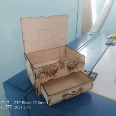 Box With A Drawer Layout For Laser Cut Free PDF File