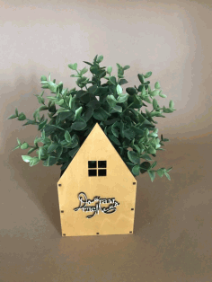 House Shaped Flower Box For Laser Cut Free PDF File