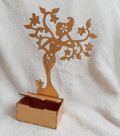 Jewelry Storage Box With Tree Stand For Laser Cut Free PDF File