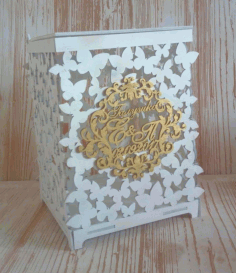 Laser Cut Butterfly Wedding Card Box Free CDR Vectors Art