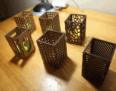 Laser Cut Tea Light Holders Wooden Candle Holder Shadow Boxes Free CDR Vectors Art