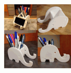 Laser Cut Elephant Phone And Pen Holder Free DXF File