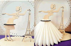 Laser Cut Eiffel Tower Woman Napkin Holder Free CDR Vectors Art