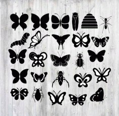 Laser Cut Engrave Butterfly Bugs Insects Free CDR Vectors Art