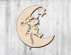Laser Cut Engrave Mouse On The Moon Free CDR Vectors Art