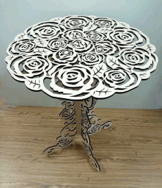 Laser Cut Decor Table With Rose Table Top Free CDR Vectors Art