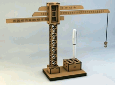 Laser Cut Tower Crane Desk Organizer 4mm Free CDR Vectors Art