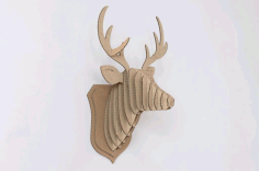 Laser Cut Cardboard Deer Head Wall Hanging Free CDR Vectors Art