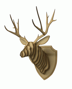 Laser Cut Wooden Deer Head Wall Decor Free CDR Vectors Art