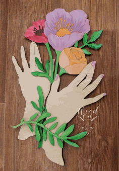 Laser Cut Hand With Flowers Free CDR Vectors Art