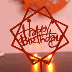 Laser Cut Happy Birthday Cake Topper Free DXF File