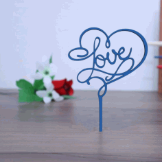 Laser Cut Love Cake Topper Wedding Valentines Celebration Decor Free CDR Vectors Art