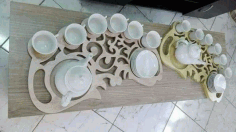 Tray For Tea Cup Layout For Laser Cut Free DXF File
