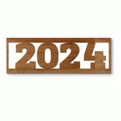 Laser Cut Happy New Year 2024 Wood Cutout  Free CDR Vectors Art
