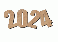 Laser Cut Happy New Year 2024 Wooden Cutout Free CDR Vectors Art