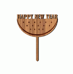 Laser Cut Happy New Year Wood Cake Topper Free CDR Vectors Art