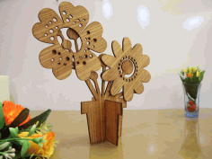Laser Cut Wooden Flowers Decor 3mm Free CDR Vectors Art