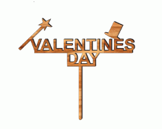 Laser Cut Magician Valentines Day Cake Topper Free CDR Vectors Art