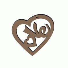 Laser Cut Valentines Love Shaped Wood Gift Tag Free CDR Vectors Art