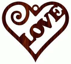 Laser Cut Valentines Day Love Shaped Wooden Tag Free CDR Vectors Art