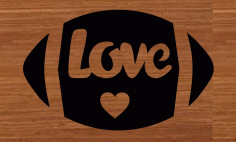 Laser Cut Valentines Day Rugby Football Love Heart Engraved Wooden Design Free CDR Vectors Art