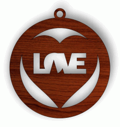 Laser Cut Valentines Day Keychain Heart Shaped Wooden Tag Free CDR Vectors Art