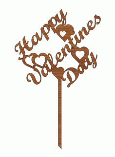 Laser Cut Valentines Day Couple Heart Wooden Topper Free CDR Vectors Art