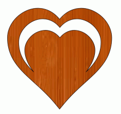 Laser Cut Dual Heart Shaped Valentines Day Wooden Keychain Gift Tag Free CDR Vectors Art