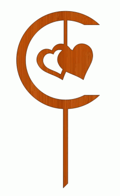 Laser Cut Valentines Day Wooden Love Couple Heart Cake Topper Free CDR Vectors Art