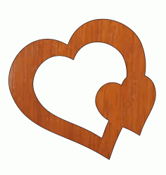 Laser Cut Love Couple Heart Valentines Unfinished Wood Tag Free CDR Vectors Art