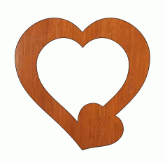 Laser Cut Love Heart Happy Valentines Couple Unfinished Wood Tag Free CDR Vectors Art