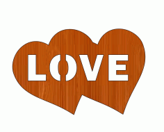 Laser Cut Dual Hearts Happy Valentines Day Couple Wooden Shape Free CDR Vectors Art