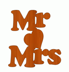 Laser Cut Mr Loves Mrs Valentines Day Unfinished Wood Wall Art Free CDR Vectors Art