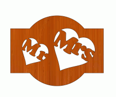 Laser Cut Mr Mrs Love Hearts Happy Valentines Day Wood Tags Free CDR Vectors Art