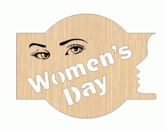 Laser Cut International Womens Day 8 March Wood Tag Woman Engraved Eyes Women Day Free CDR Vectors Art