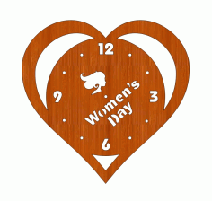 Laser Cut International Womens Day 8 March Wooden Wall Clock Gift Women Day Free CDR Vectors Art