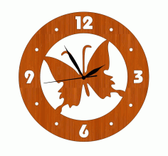 Laser Cut Butterfly Wooden Wall Clock Free CDR Vectors Art