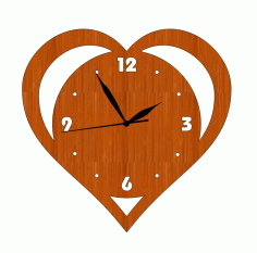 Laser Cut Heart Shaped Wooden Wall Clock International Womens Day 8 March Free CDR Vectors Art