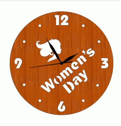 Laser Cut International Womens Day 8 March Wooden Wall Clock Design Woman Face Free CDR Vectors Art