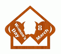 Laser Cut House Shaped Couple Hearts International Womens Day 8 March Free CDR Vectors Art