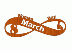 Laser Cut International Womens Day 8 March Infinity Woman Face Wood Tag Free CDR Vectors Art