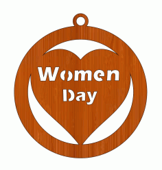 Laser Cut Circular Heart Shaped Wooden Gift Tag International Womens Day 8 March Free CDR Vectors Art