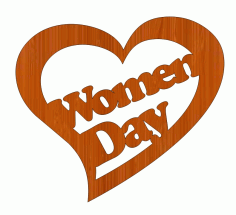 Laser Cut International Womens Day 8 March Heart Shaped Wooden Gift Tag Free CDR Vectors Art