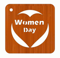 Laser Cut Square Heart Shaped Wooden Gift Tag International Womens Day 8 March Free CDR Vectors Art