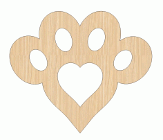 Laser Cut Wooden Heart Dog Paw Print Ornaments Free CDR Vectors Art