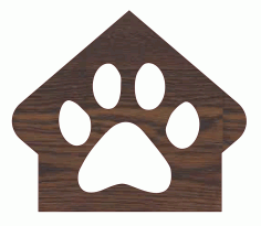 Laser Cut Dog Paw In House Design Wooden Ornament Free CDR Vectors Art